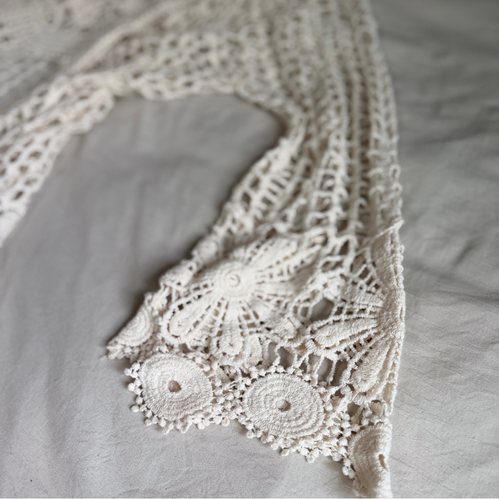 Crochet Open Cardigan Sweater - Cream - Picture 2 of 3
